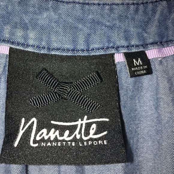 Nanette Lepore Embroidered Chambray Dress Medium - Picture 3 of 8